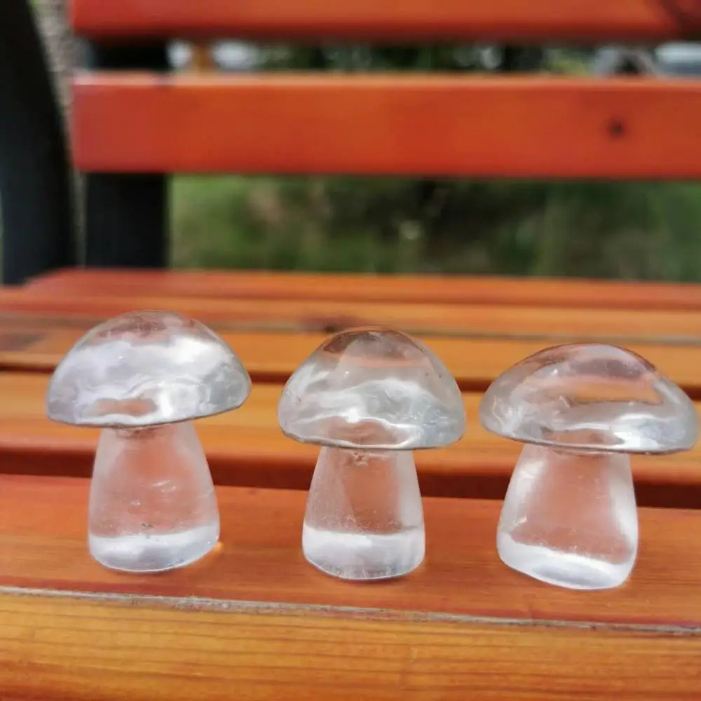 

3pcs Natural clear quartz Crystal Mushroom Agate Stone Polished Mushroom Meditation Reiki Healing