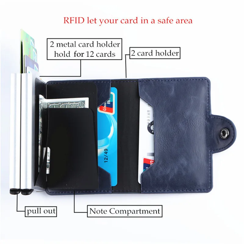 BYCOBECY RFID кошелек держатель для карт из модной искусственной кожи винтажный
