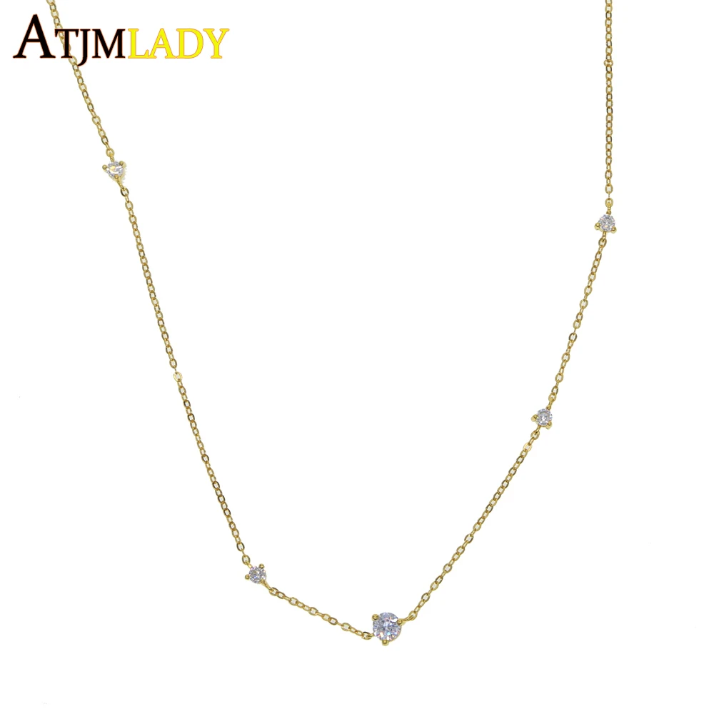 2020 Новый 5 шт Cz цирконов в станция себе женское ожерелье с подвеской 100% 925