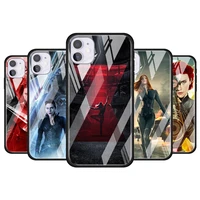 black widow movie tempered glass cover for apple iphone 12 mini 11 pro xs max xr x 8 7 6s 6 plus phone case coque
