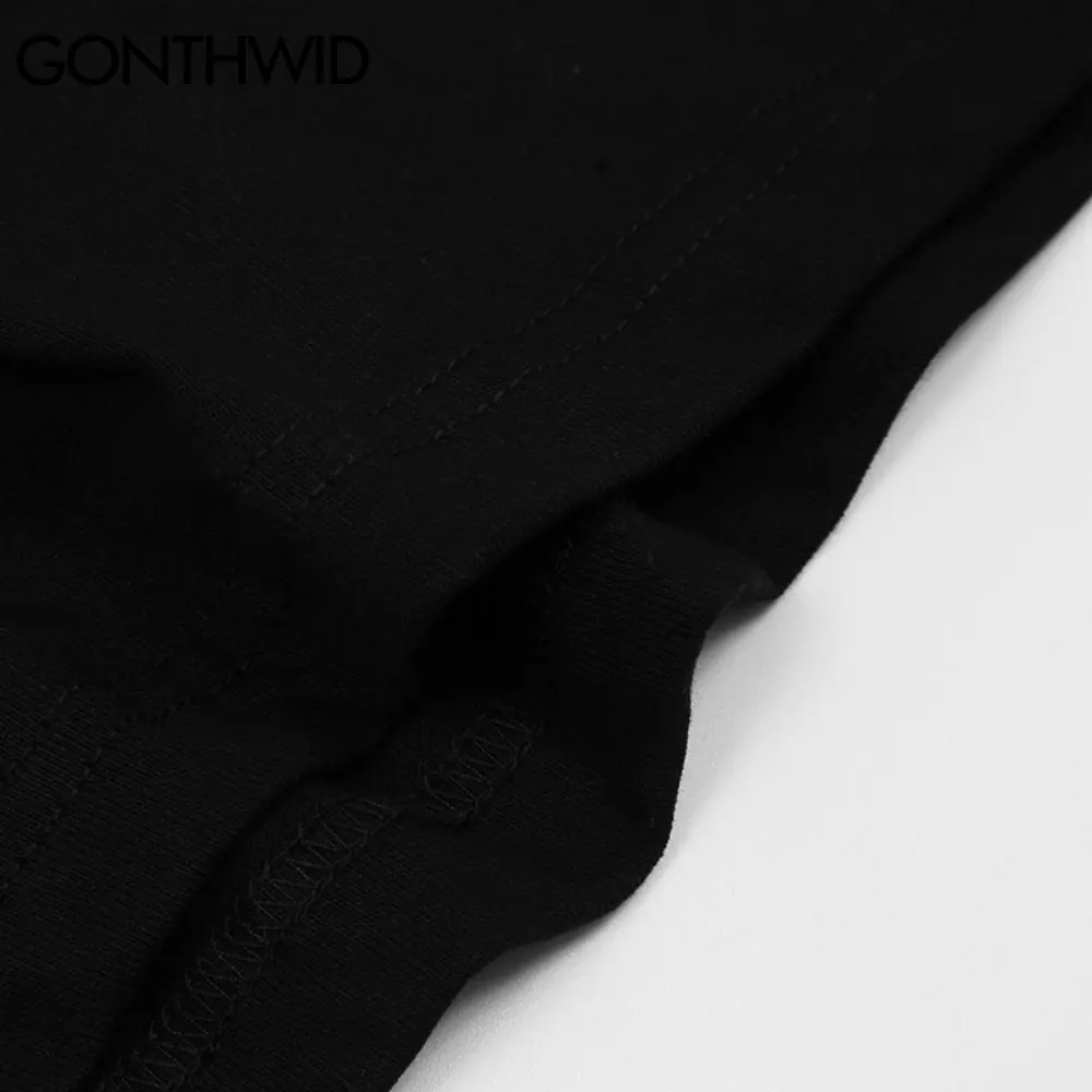 

GONTHWID Short Sleeve Tees Casual Hip Hop Men Outer Space Dog Rocket Print Streetwear Harajuku Cotton Loose Fashion T-Shirt Tops