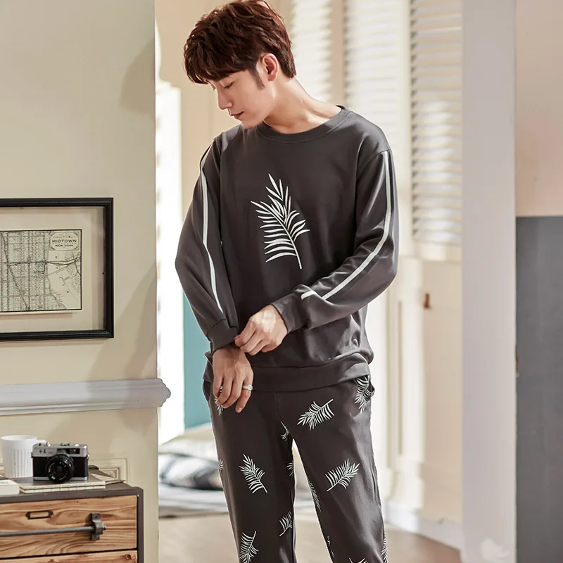 

Pajamas By Fruit Men Long Sleeve Pure Cotton Spring And Autumn Holly Juvenile Casual Tracksuit-Outer Wear Korean-Sty Home