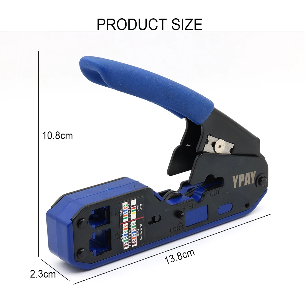 YPAY RJ45 crimping tool pliers network crimper stripper cutter ethernet clip tongs RG45 cat6 cat5e cat5 cat3 RJ11 multi function