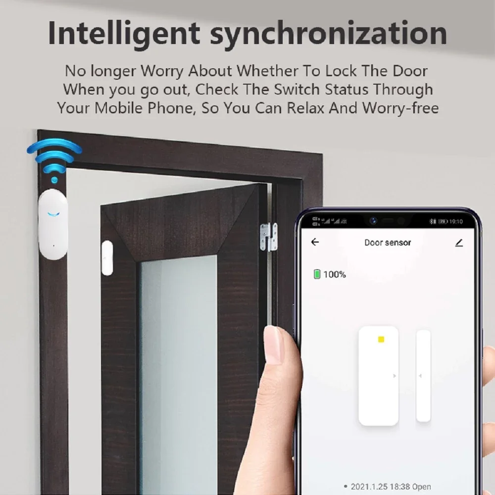Door Alarm Sensor Wifi Tuya APP Smart Life Windows Detector Compatible With Alexa Google Home Security Alert |