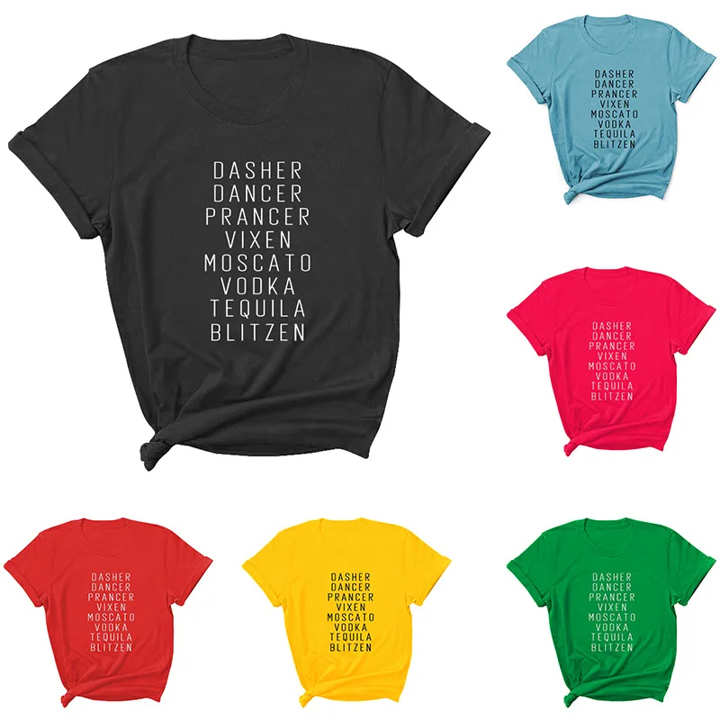 

DASHER DANCER Letter Print Women T Shirt Short Sleeve O Neck Loose Women Tshirt Ladies Tee Shirt Tops Clothes Camisetas Mujer
