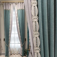 chenille seamless splicing living room curtain shading finished product custom sunshade bedroom bay window american luxury