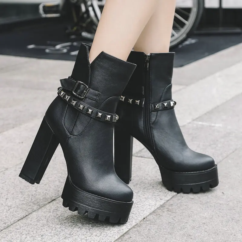 Женские ботильоны на очень высоком каблуке ботинки из коровьей кожи