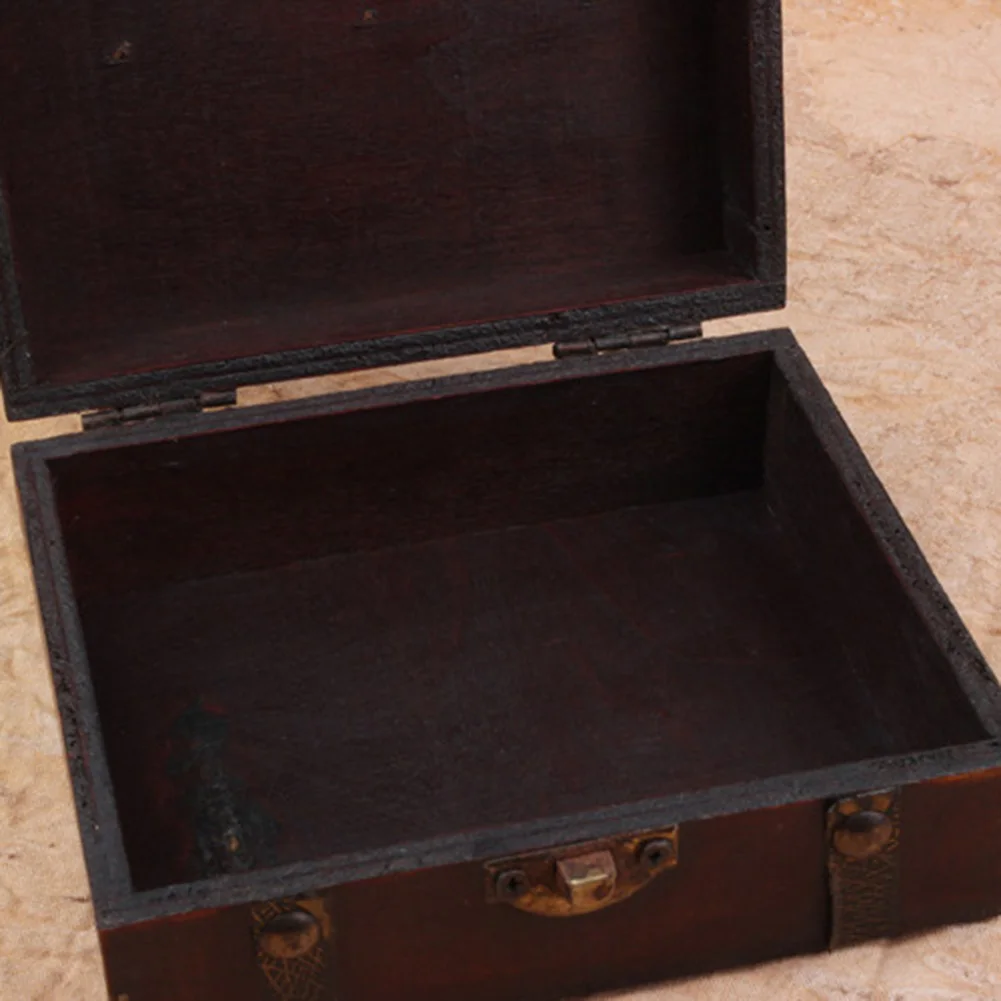 Retro Design Wooden Lock Catch Jewelry Gift Storage Box Container Sundries Organizer Large Capacity Jewelry Storage Case
