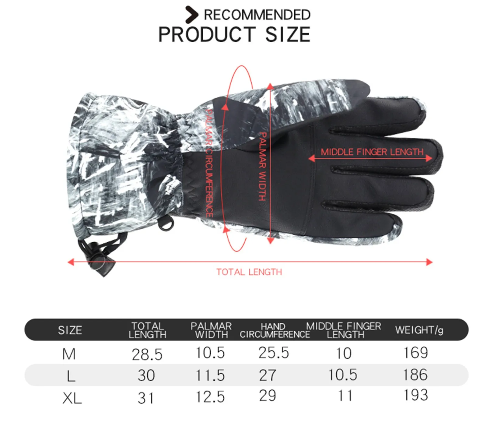 

M Size Universal Ski Gloves Warm And Waterproof Adult Riding Controllable Screen