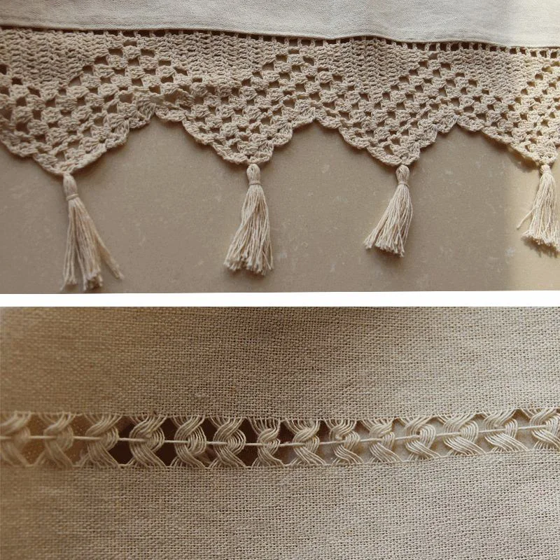 Полузанавеска из хлопка и льна 1 шт. Цветочная кухонная занавеска ручной работы с