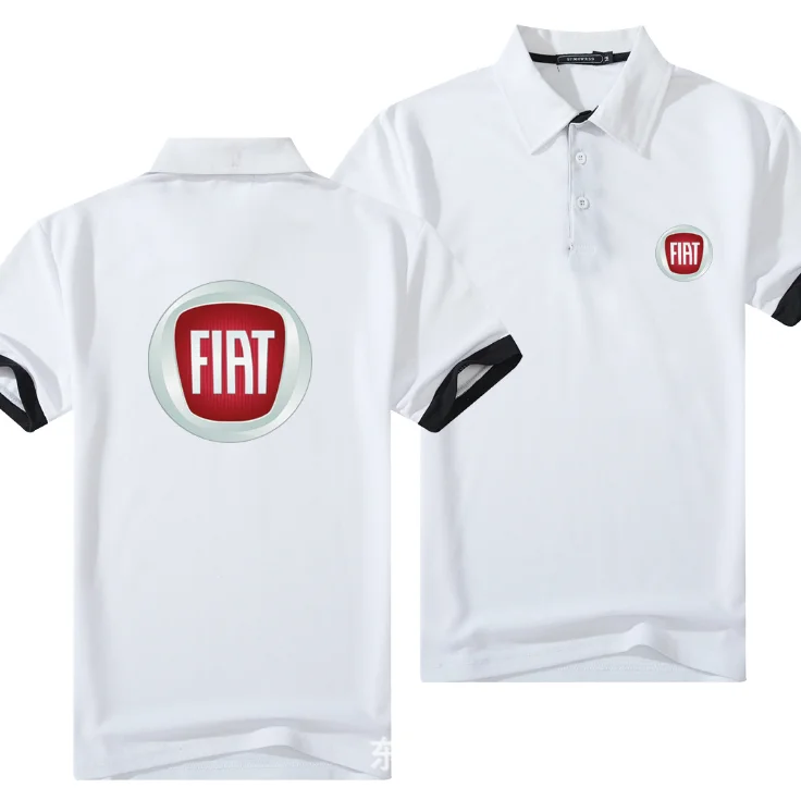 

Summer for FIAT short Sleeve Polos Shirt men Turn-over Collar fashion casual Slim Breathable Solid Color Business men shirt