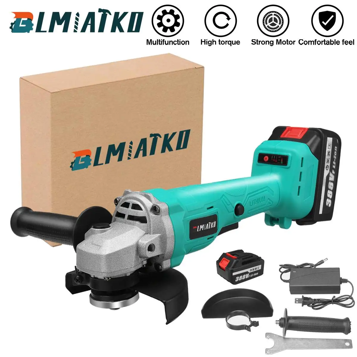 

125MM Brushless Electric Angle Grinder 4 Speed Cutting Machine Power Tool +Lithium-Ion Battery For Makita 18V Battery