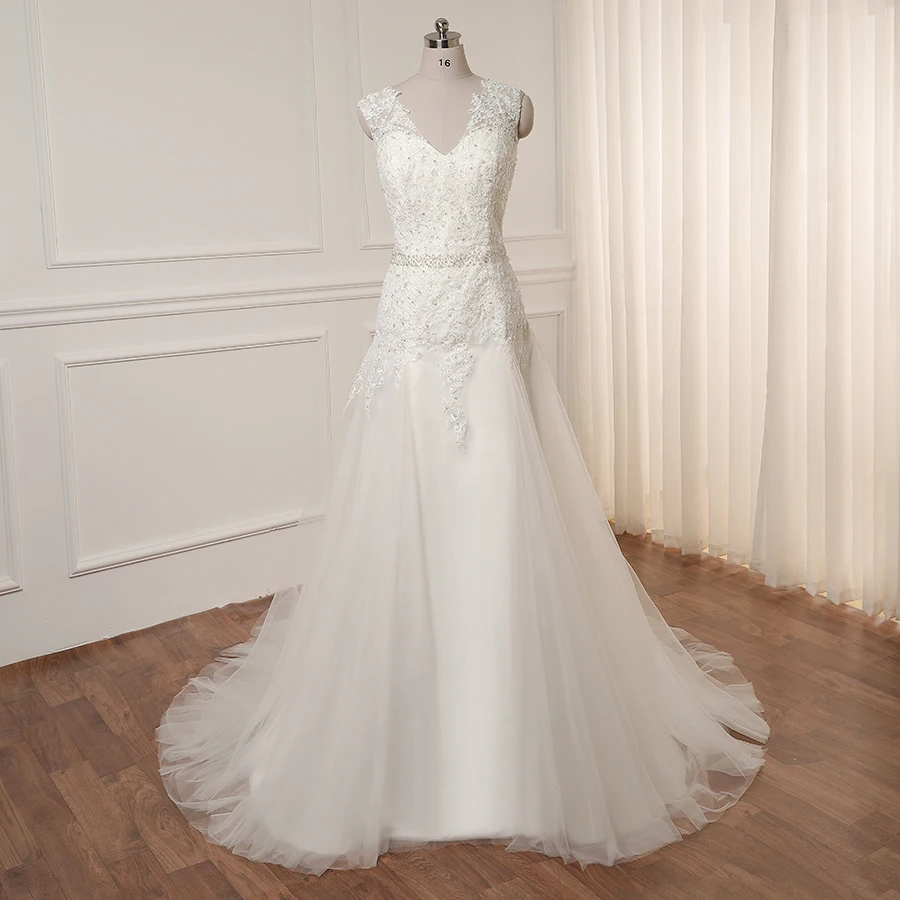 Свадебные платья ADLN Vestido De Noiva с рукавами-крылышками v-образным вырезом и