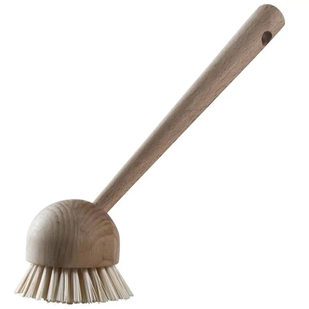 

Long Handle Soft Wool Brush Pan Bowl Scrubber Beech Wood Pot Scrub Brush Kitchen Stovetop Sink Washing Clean Tool
