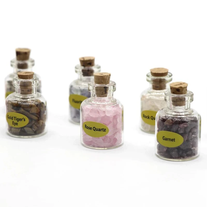 Натуральный кристалл кварца камень гравий Желая бутылка набор мини минеральный