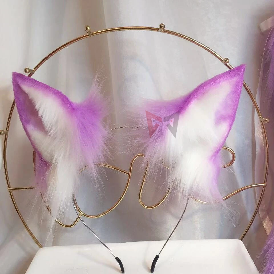 Обруч для волос с лисьими ушками фиолетовый черный|Аксессуары костюмов| |