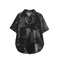 houzhou womens shirt plus size 5xl summer gothic tie dye chain dark punk top loose oversize fashion harajuku hip hop streetwear