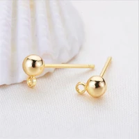 brass gold color plated ball stud earrings basic pins stoppers charms connectors for diy jewelry making findings accessories