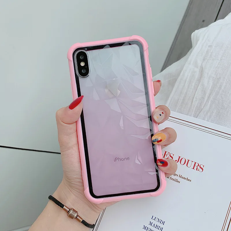 Модный прозрачный противоударный чехол для телефона iPhone 11 Pro Max X XS XR XS Max 8 7 6 6S Plus мягкая защитная задняя крышка - Цвет: Розовый