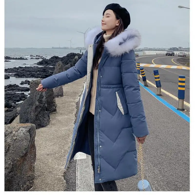 Длинная куртка с воротником из искусственного меха женская тонкая удлиненная