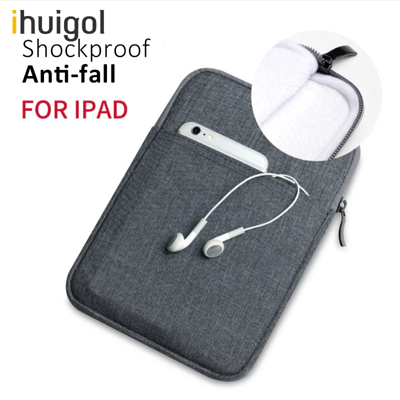 

ihuigol Cotton 7-10.5inch Tablet Sleeve Bag Cover Funda For New iPad 9.7 Air 1 2 Protective Pouch Thick Zipper Case For ipad Pro