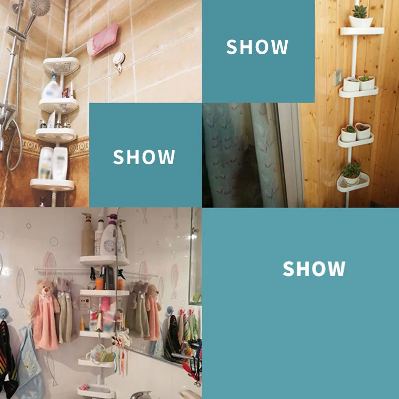 

4 Layers Triangular Corner Organizer Rack Shelves Basket Adjustable Hanger Shampoo Organizer Shower Bathroom Shelf Kitchen