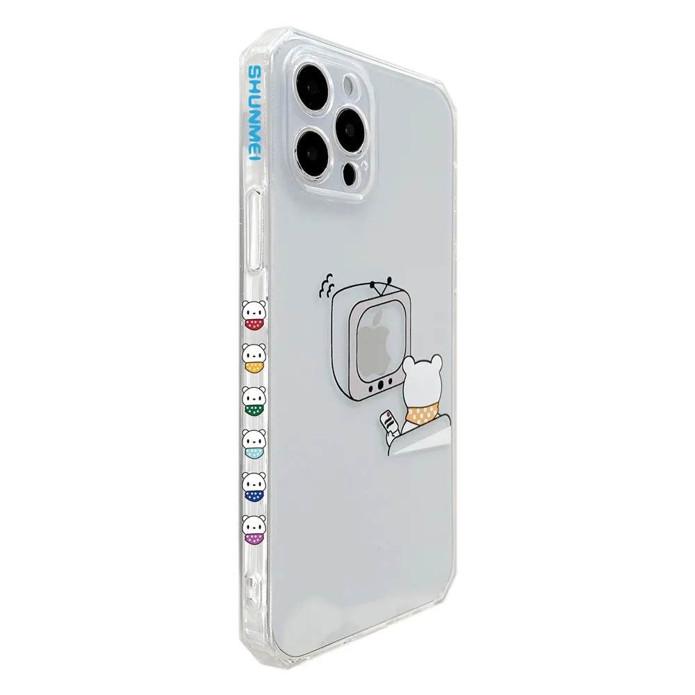 

Funny Cartoon Duck Pattern Phone Cases For iPhone 12 11 Pro Max XR XS Max X 7 8 Plus clear Side Frame silicone soft phone cover