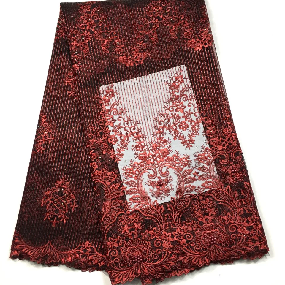 Королевский синий африканский кружевной материал 2021 вышитые нигерийские