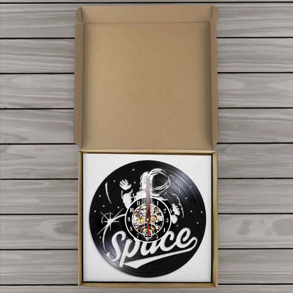 Астронавт виниловая пластина настенные часы космическая комната настенный