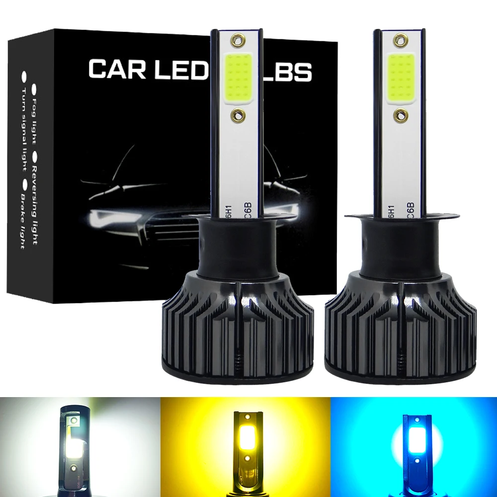 2pcs Mini COB Car Headlight H4 H7 LED 3000K 6500K 8000K H1 H3 H8 H9 H11 9005 9006 HB3 HB4 880 881 LED Bulb Auto Fog Light