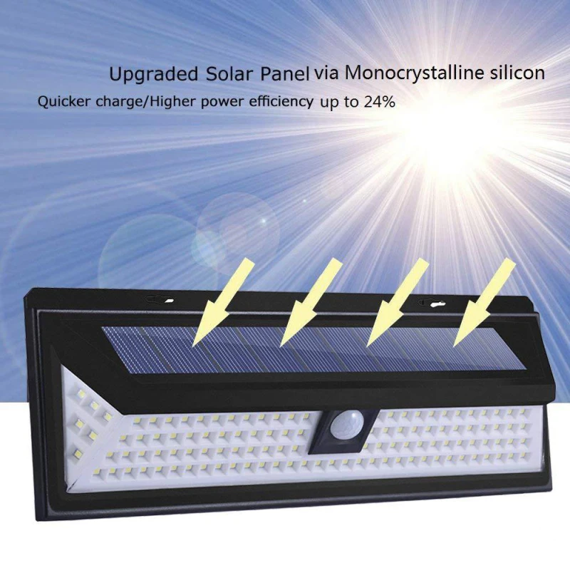 Светодиодный настенный светильник на солнечной батарее с датчиком движения 90/118