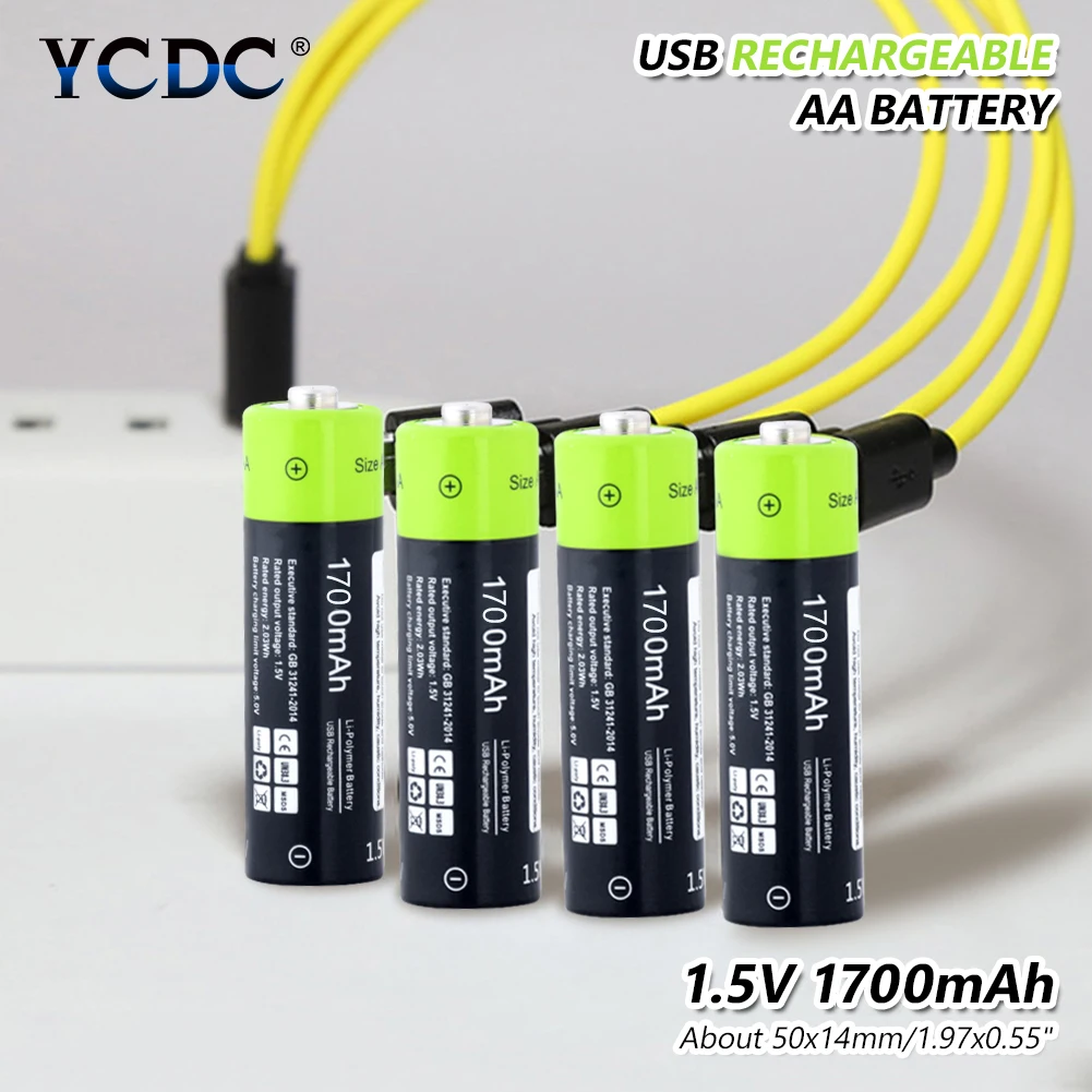 4 шт. зарядное устройство usb 1 5 В литий полимерный аккумулятор AA 1700 мА/ч 2A с кабелем