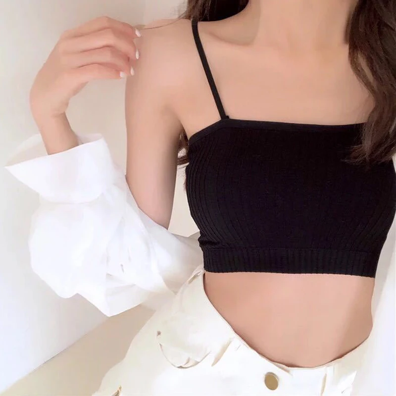 

Fashion Solid Tube Top Women Casual Women Lady Bandeau Comfortable Strap Bras Tops Tube Chest Wrap Underwear Black White