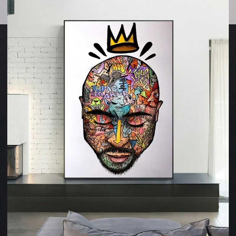 Настенные картины Tupac Rapper 2PAC современные настенные плакаты и принты абстрактные