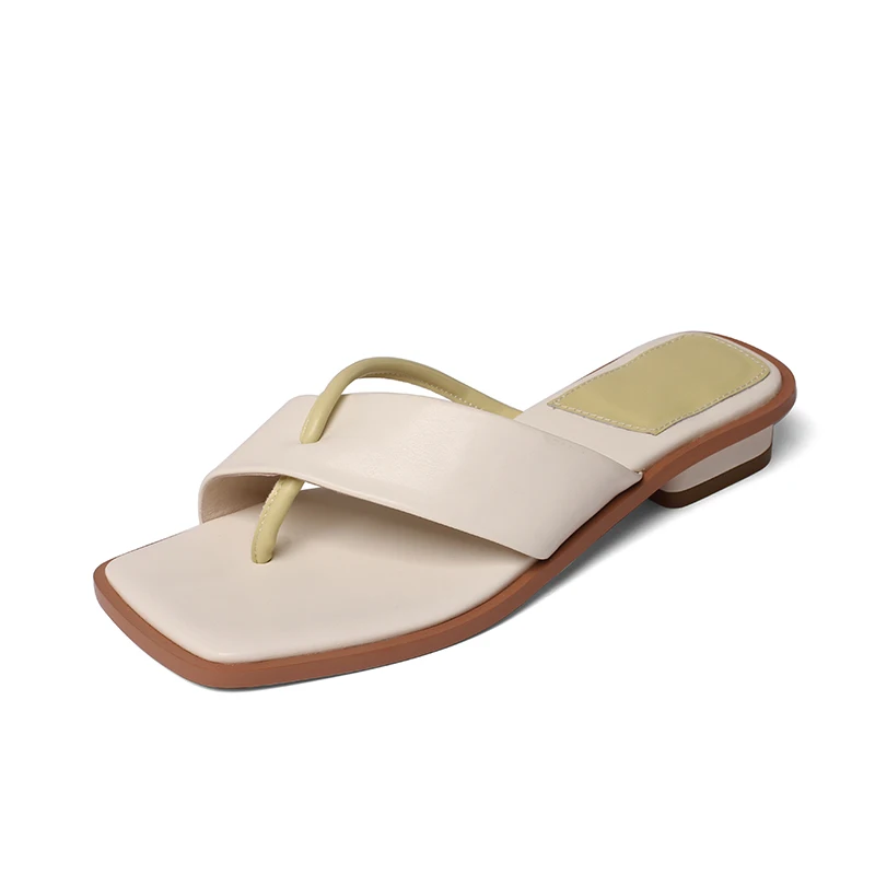 

New Attractive Flip Flops Women Square Toe Female Low Square Heels Summer Luxury Brand Ladies Fashion Party Slippers