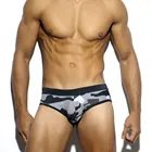 Сексуальная мужская одежда для плавания, купальные костюмы, плавки, бикини, трусы с низкой посадкой, шорты, камуфляжное Спортивное нижнее белье