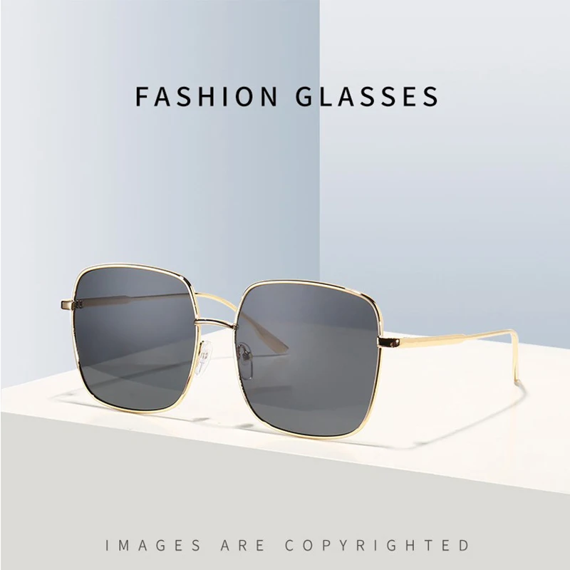 Большие женские поляризационные солнцезащитные очки в металлической коробке с