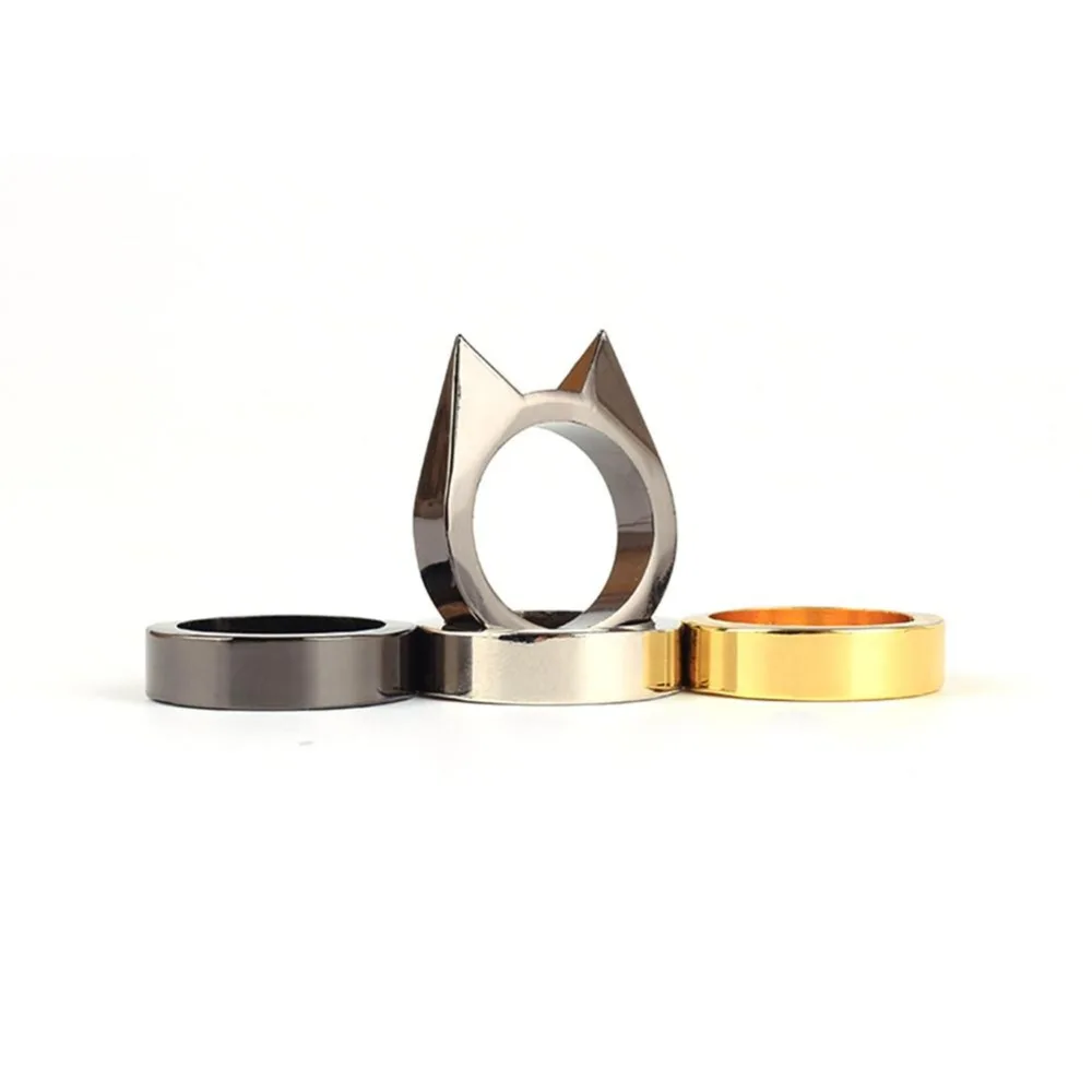 Punk Finger Ring Men Women Cool cute Cat Ear Self Defence Pendant Keychain Multifunction Outdoor Survival Tool Jewelry Gifts