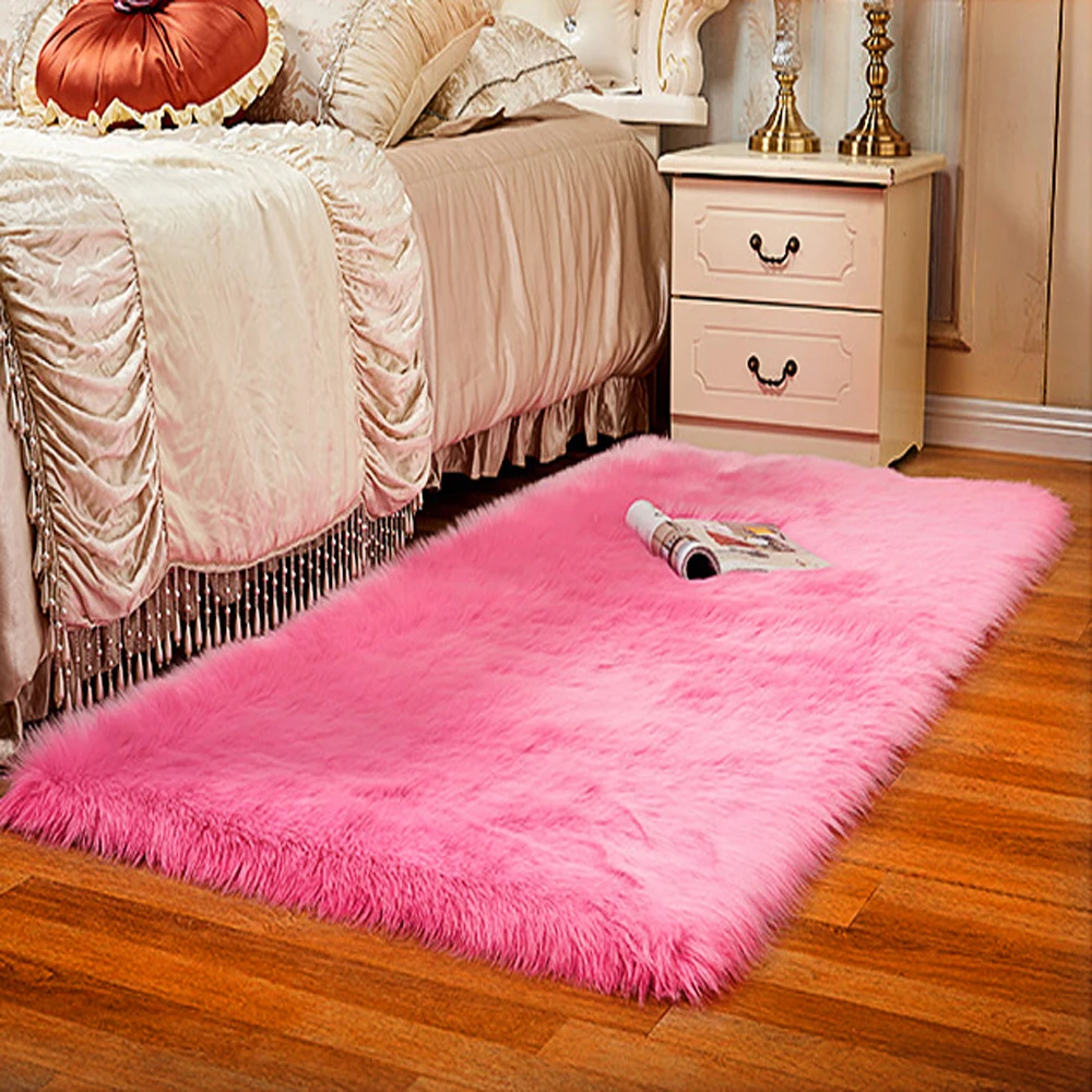 Мягкие пушистые меховые коврики из овчины скандинавский Красный центр ковер для