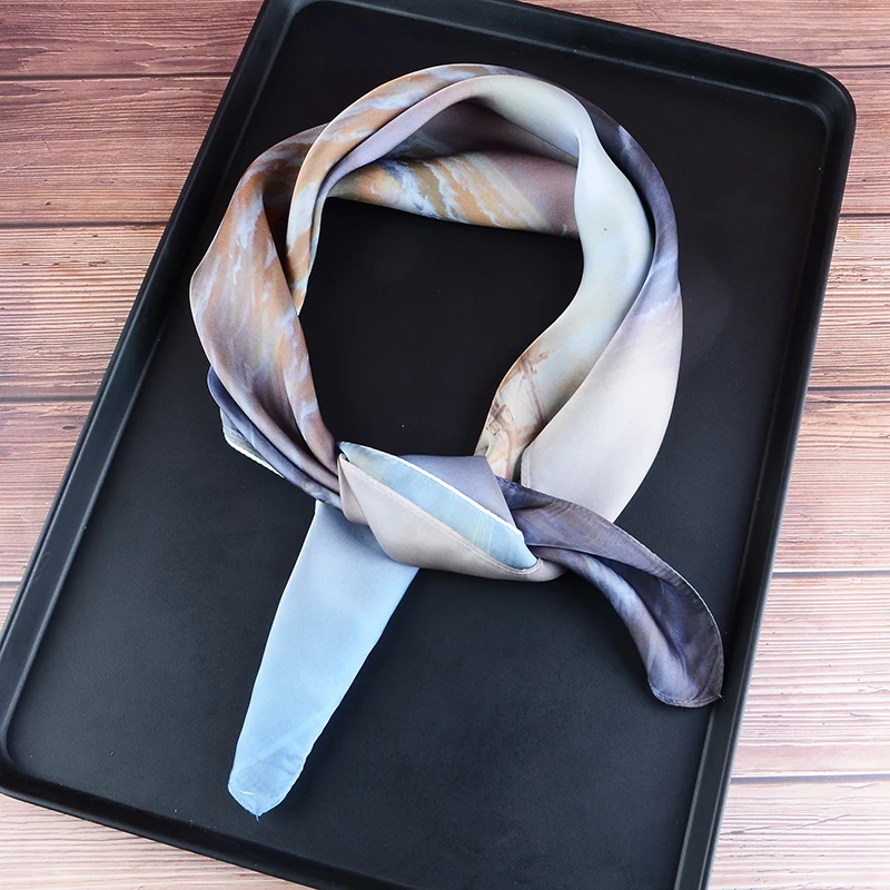 

Hot Luxury Women Silk scarf Square Lady Wrap Small Office Neck Head Scarf Hair Scarf 70*70 Sailboat Scarf Women Bandana Shawl