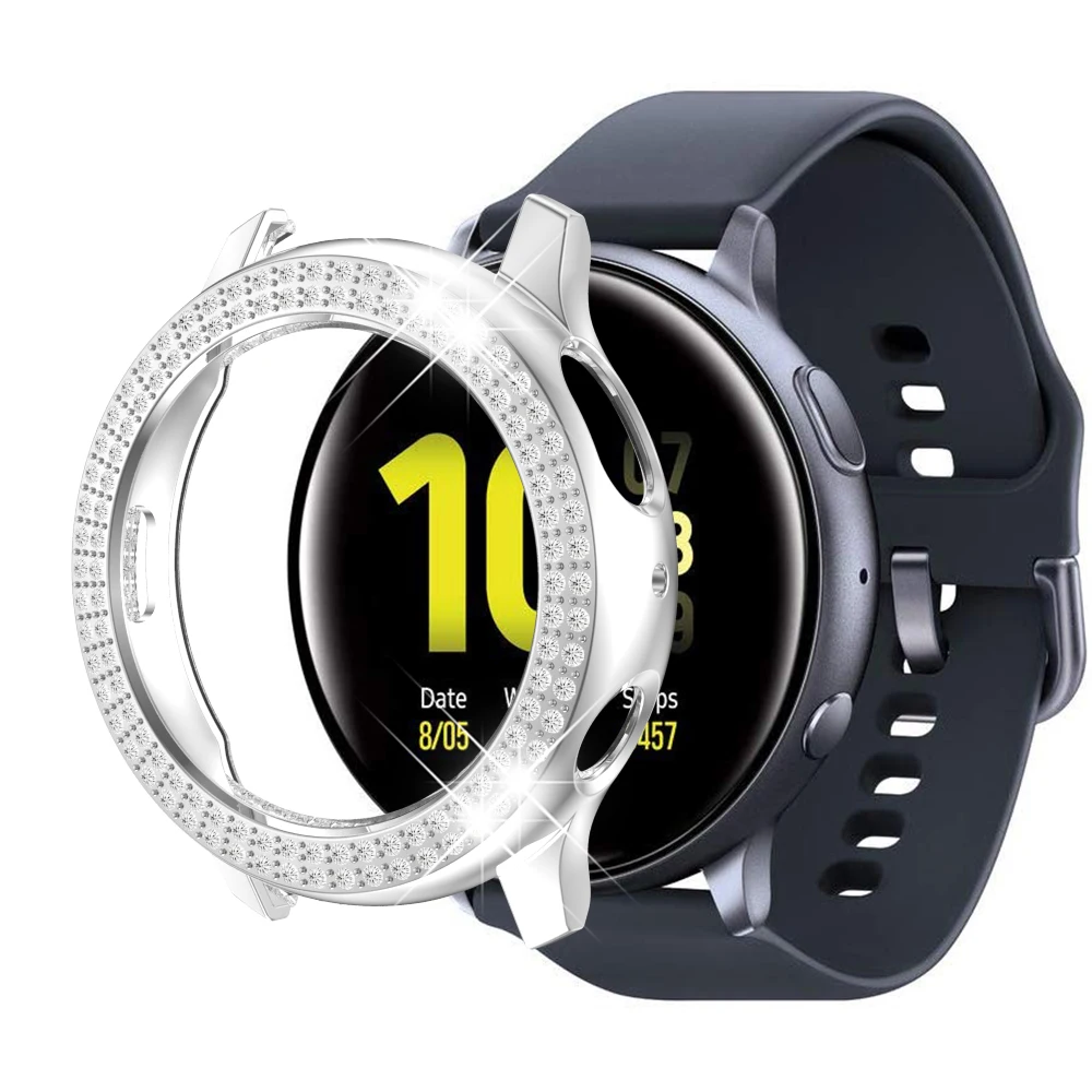 Двухрядный Алмазный чехол для Samsung Galaxy Watch Active 2 40 44 мм пластиковый защитный корпус