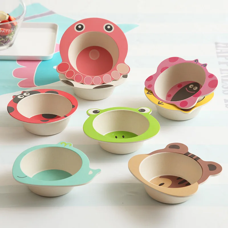 Детское блюдо для кормления из бамбукового волокна детская посуда рисовая