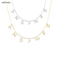 andywen 925 sterling silver gold personalized name pendant necklace alpahbet birthday gift valentiens european initial jewelry