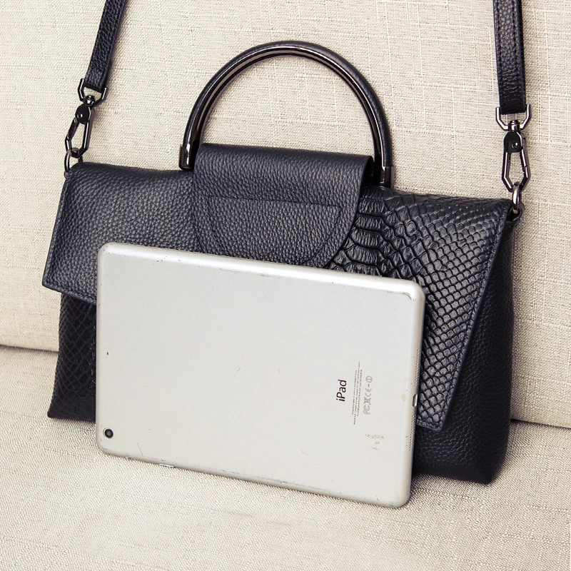 Сумки через плечо женские из натуральной кожи с узором под кожу крокодила