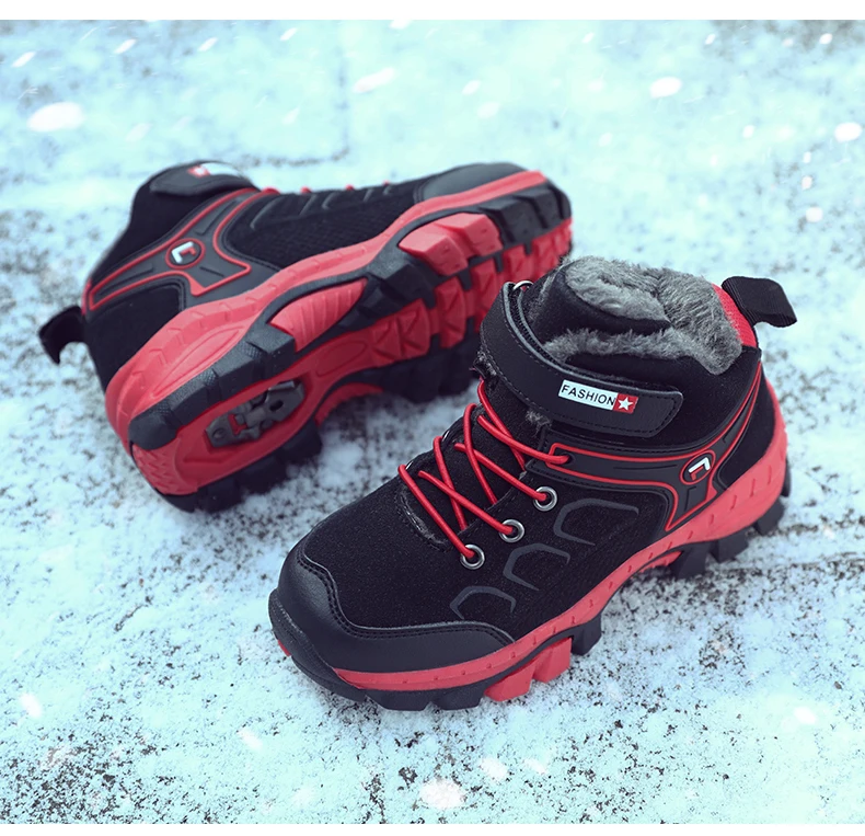 Детские кроссовки; зимние ботинки для мальчиков и девочек; зимняя обувь для подростков; теплая уличная спортивная обувь; нескользящая обувь