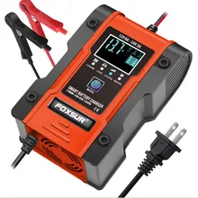 FOXSUR 12V 24V 6A car battery charger pulse repair 7-stage charger for GEL WET AGM 12.6V Lithium LiFePO4 LiPo Battery