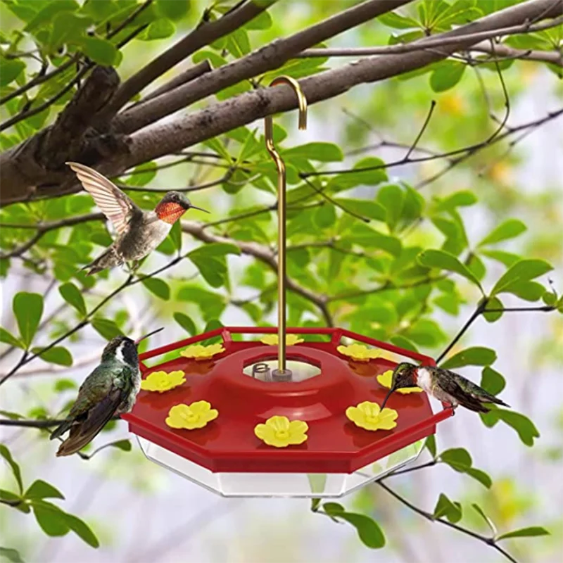 

8-Hole Hummingbird Feeder Pet Bird Supplies Dispenser Bottle Outdoors Courtyard Bird Water Fountain Drinking Cup Bowls