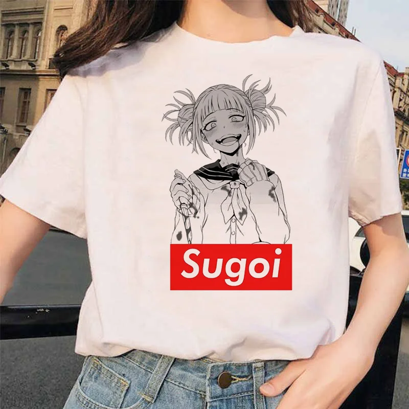 Японский аниме Ahegao футболка Женская Harajuku Boku No Hero Academy футболка Senpai смешная футболка Himiko Toga футболки женские