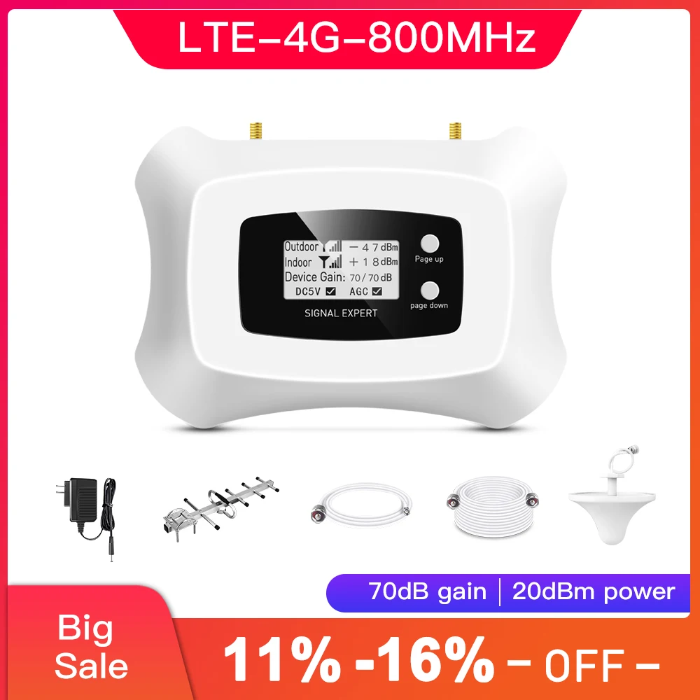 Настоящий умный LTE 4G 800mhz усилитель мобильного сигнала 4g ретранслятор Усилитель