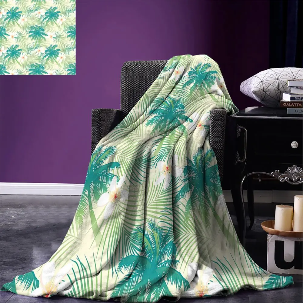 Лист пледы Одеяло океанический остров пальмовых листьев с папайи креп имбиря